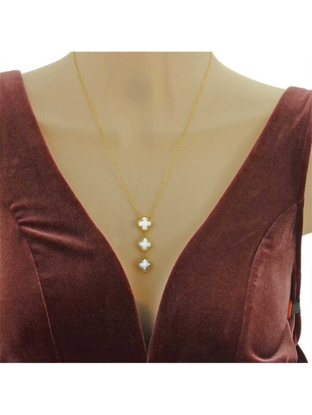 18k GP Sterling Silver Mother of Pearls Necklace - Picture 4 of 4